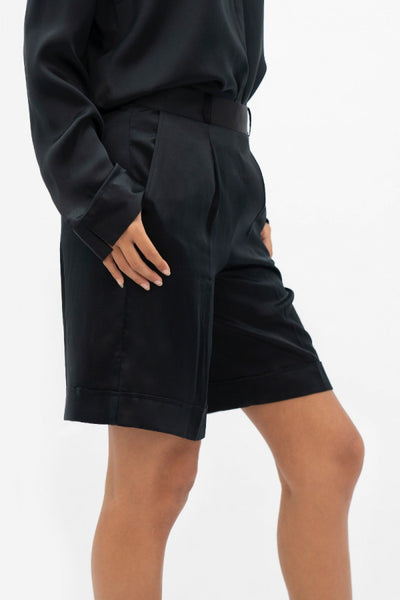 Manila Silk Tailored Shorts in Black